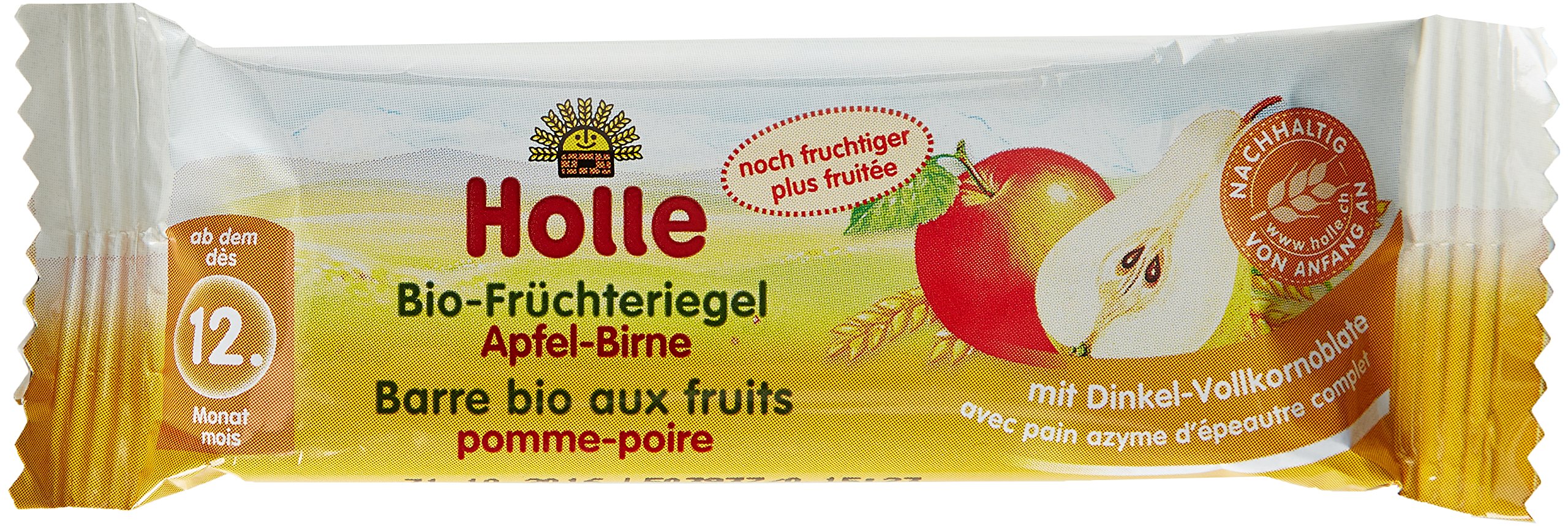 Holle Barre Pomme Poire Biologique pour bébé 25 g - Lot de 10