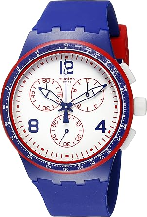 Swatch Unisex SUSZ100 Originals Analog Display Swiss Quartz Blue Watch, Blue, Men's Standard, Chronograph