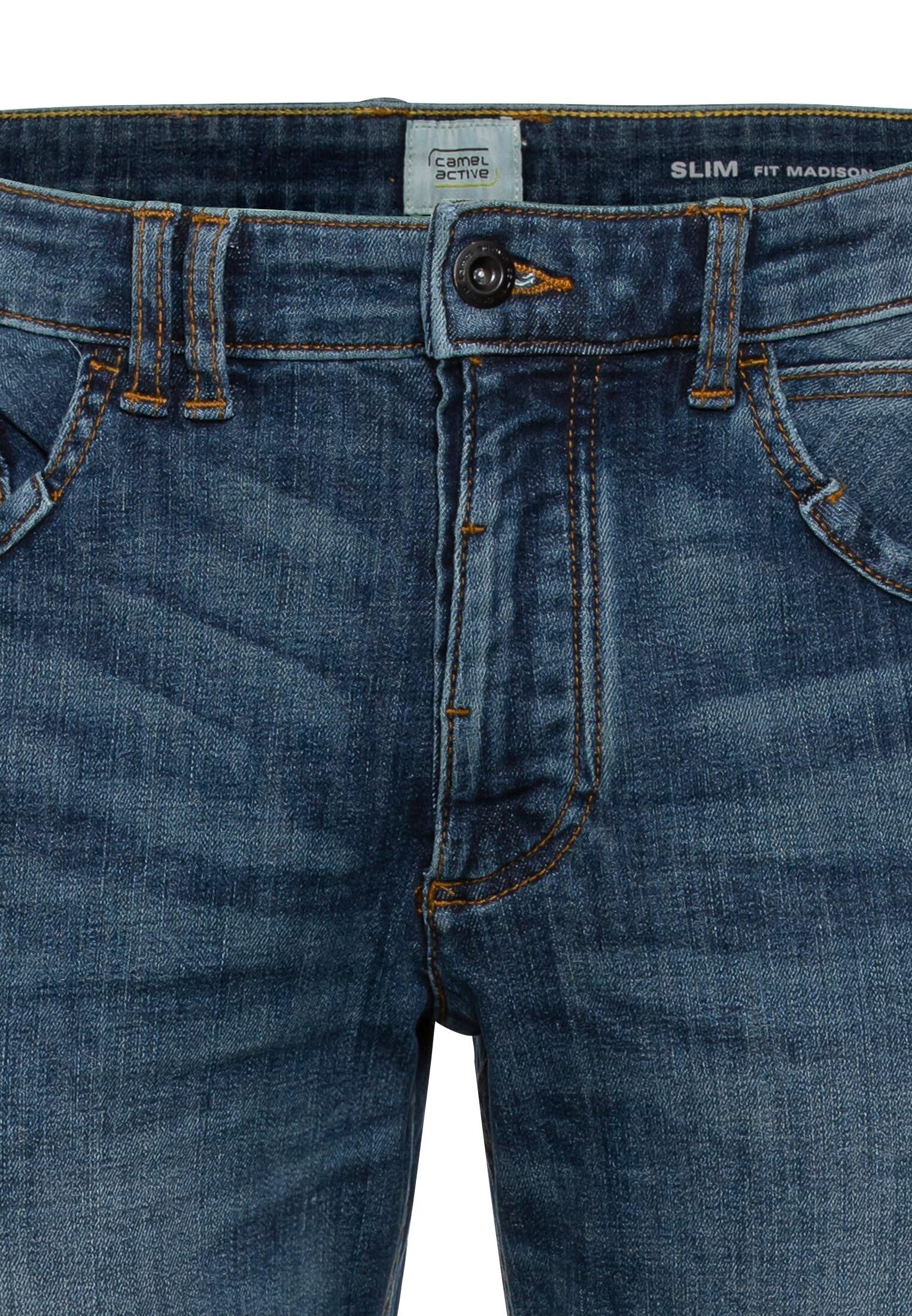 camel active Herren Slim Fit fleXXXactive® Jeans | bequeme Slim Fit Jeans mit Logo-Stick auf einer der Gesäßtaschen als 5-Pocket Hose