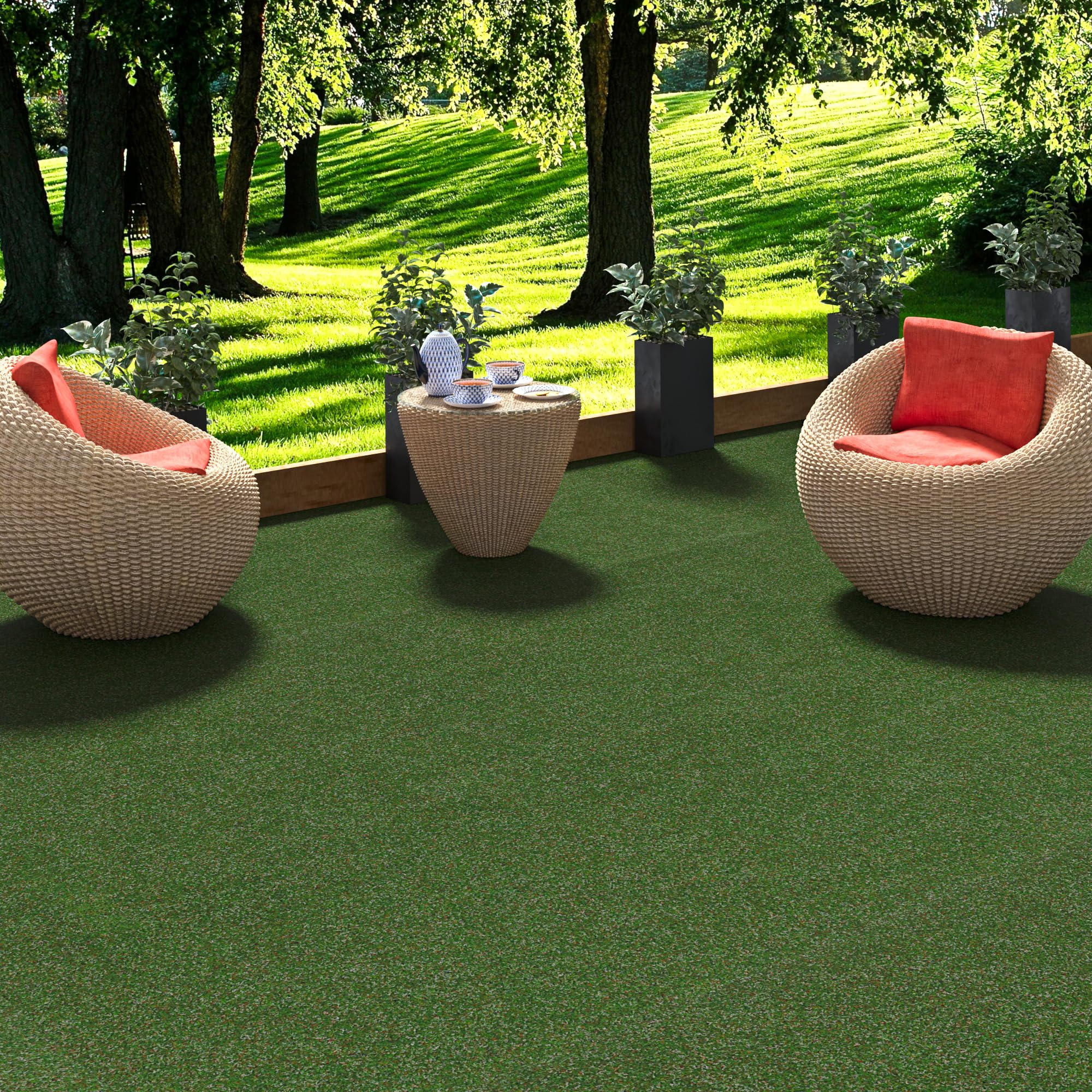 Snapstyle Kingston - Tapis Type Gazon Artificiel – pour Jardin, terrasse, Balcon - Vert mélangé