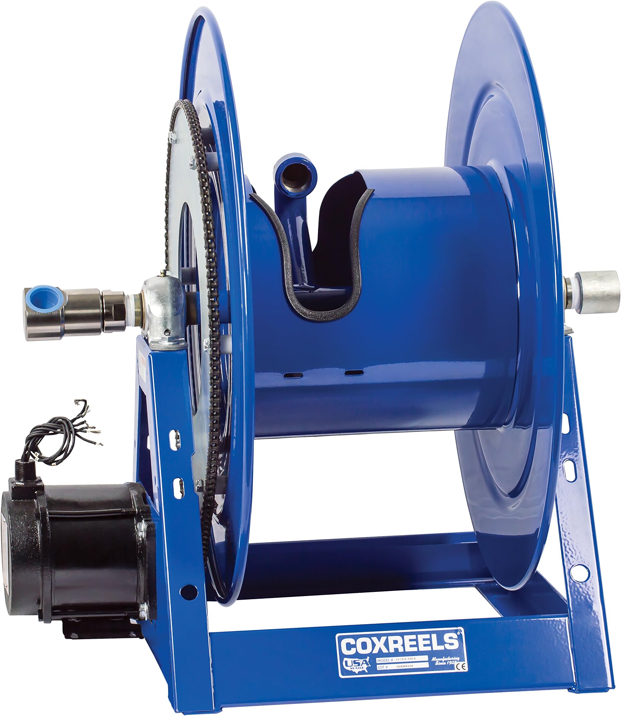 Coxreels 1175-6-150-EA Electric 115V Explosion Proof 1/2HP Motor Rewind Hose Reel: 1" I.D., 150' hose capacity, less hose, 3000 PSI