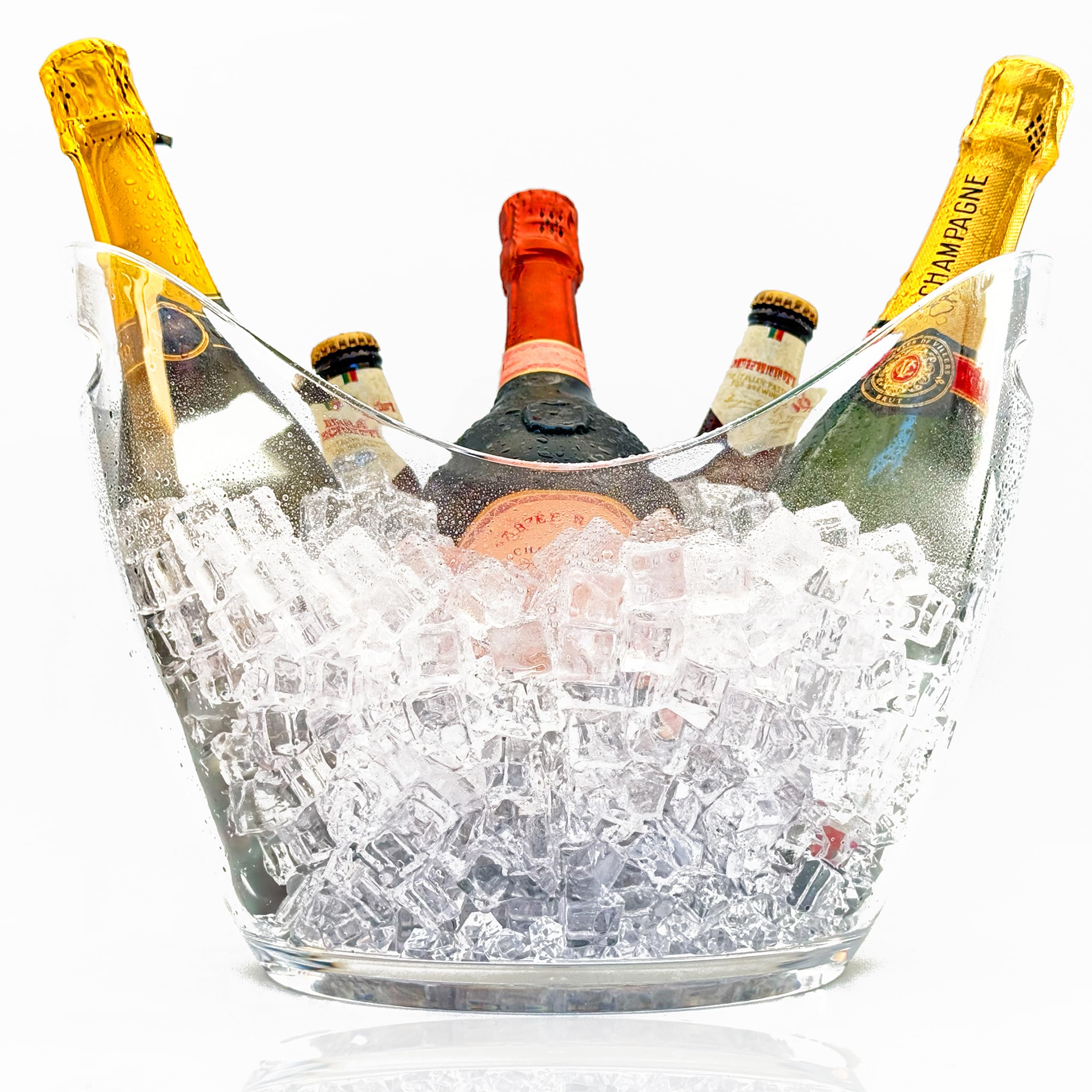 Cubo de hielo de plástico acrílico grueso de 8 l, perfecto para champán, vinos y cervezas
