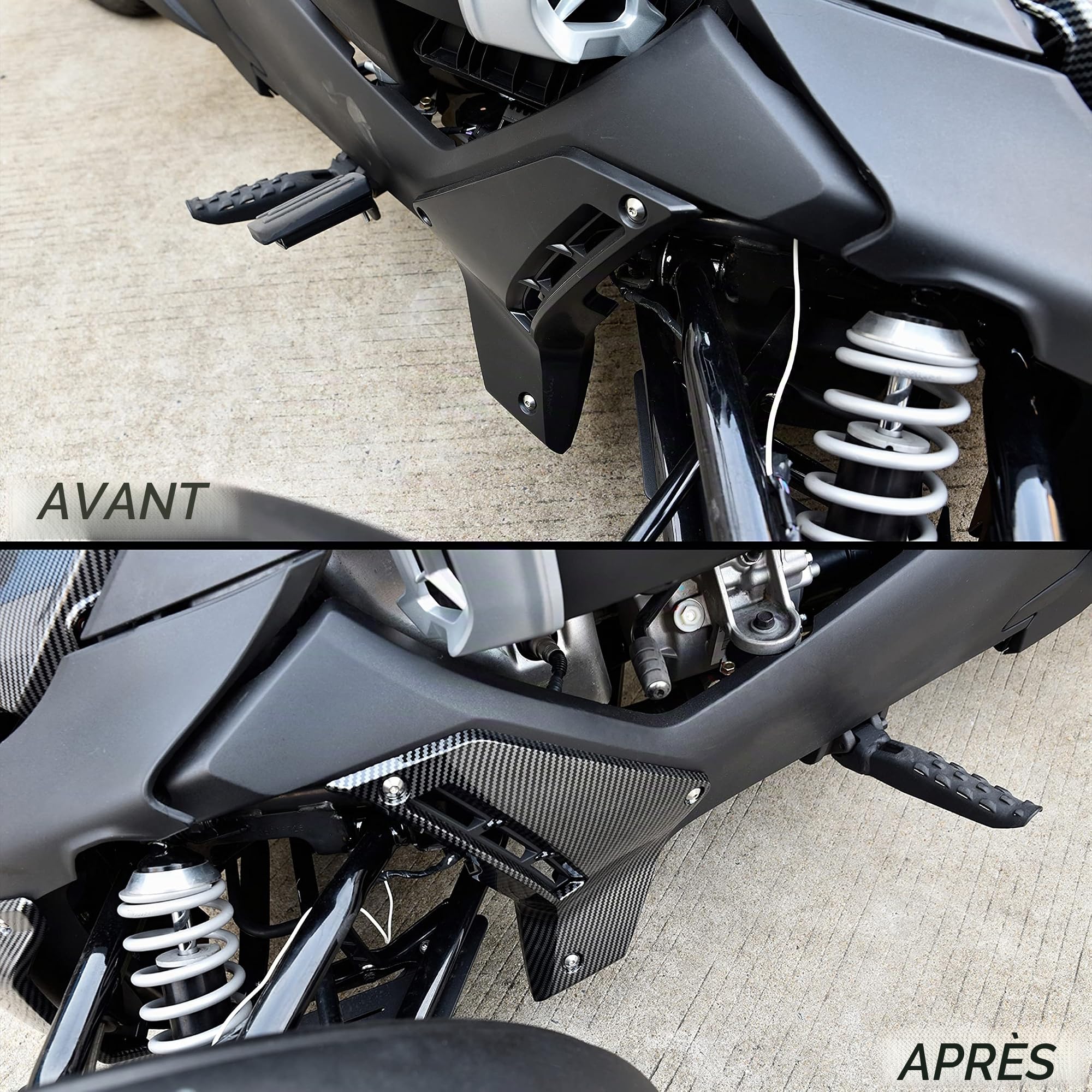SAUTVS Lot de 2 panneaux de carénage inférieurs en fibre de carbone pour Can Am Ryker 600 900 Sport Rally