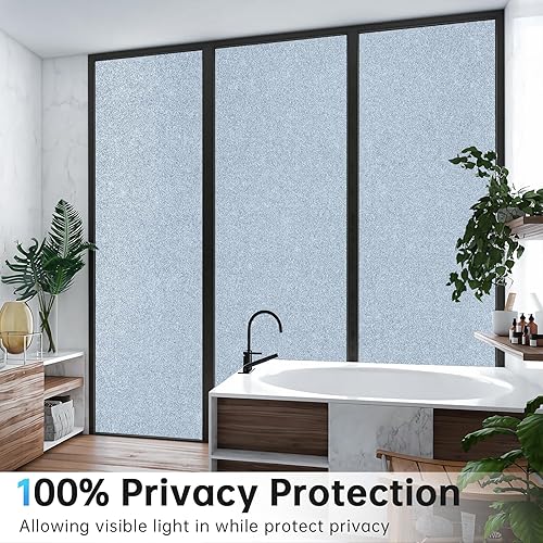 Miniatura 2 de Coavas Película de privacidad para ventana, vidrio esmerilado, película mejorada para teñir ventanas con bloqueo solar para el hogar, tinte de
