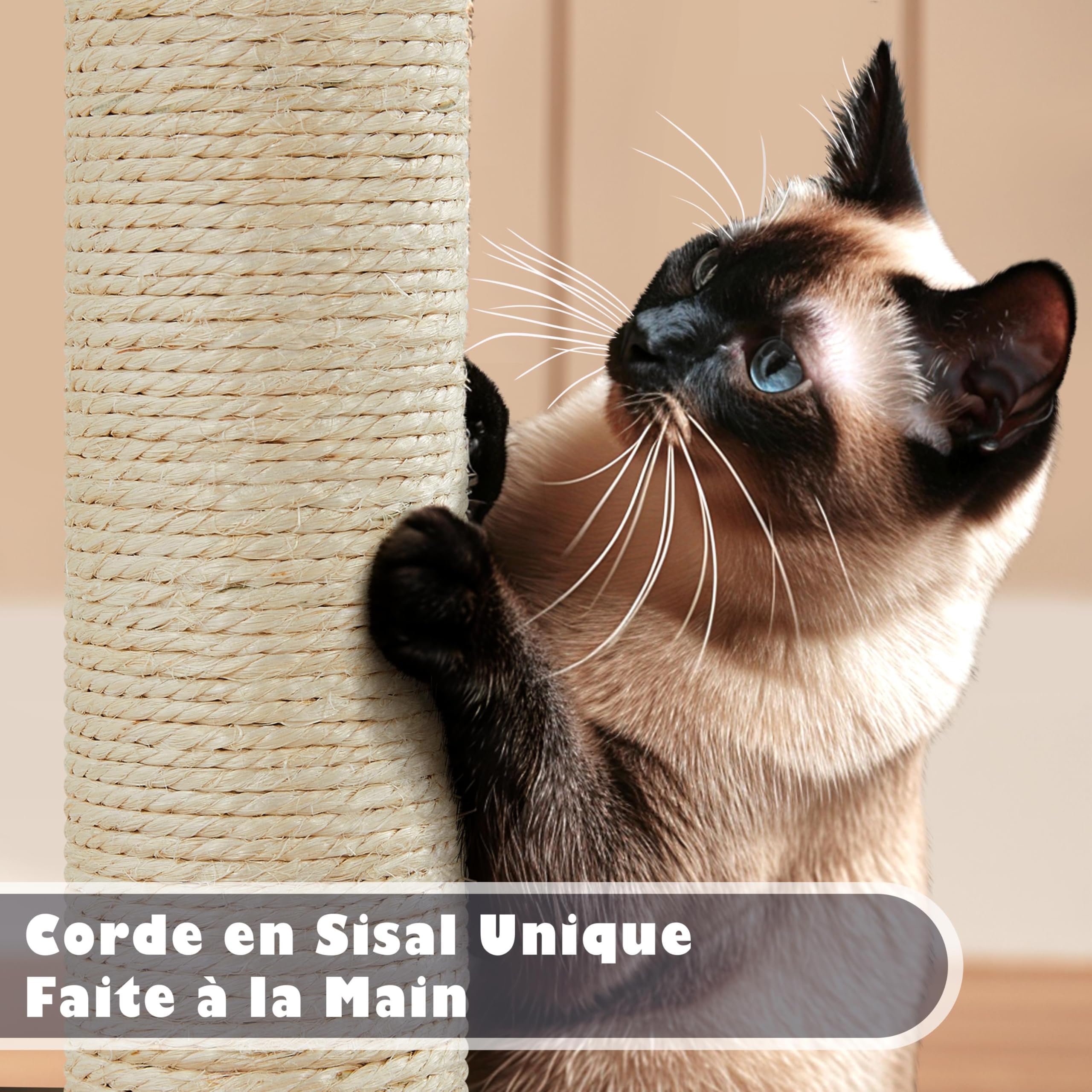 Yaheetech Arbre à Chat 139 cm, Arbre à Grimper avec 2 Niches 3 Plateformes 2 Boules en Sisal Multi-Niveaux Idéal pour 3-4 Chats, Gris Foncé