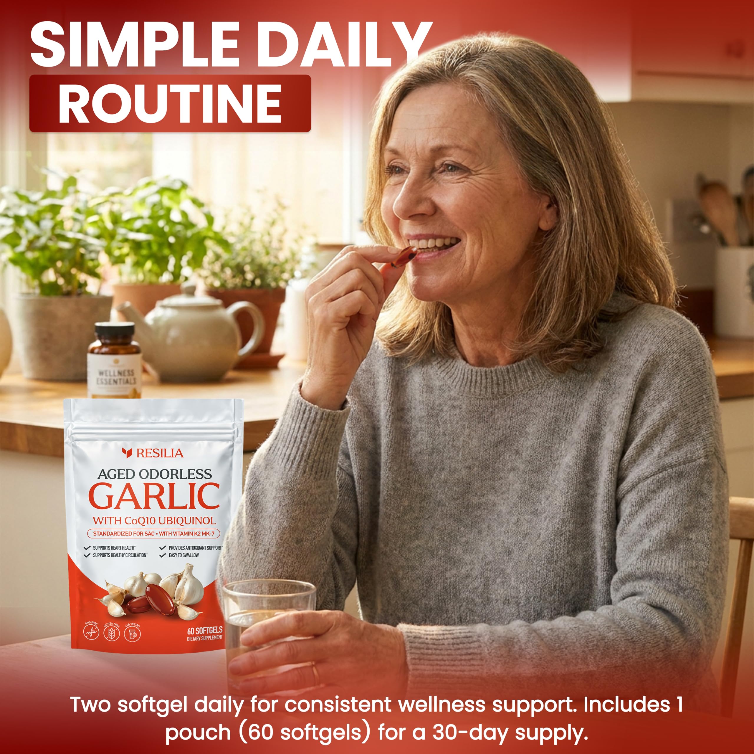 Resilia Odorless Aged Garlic Softgels (60 Count) — Amazon image 6