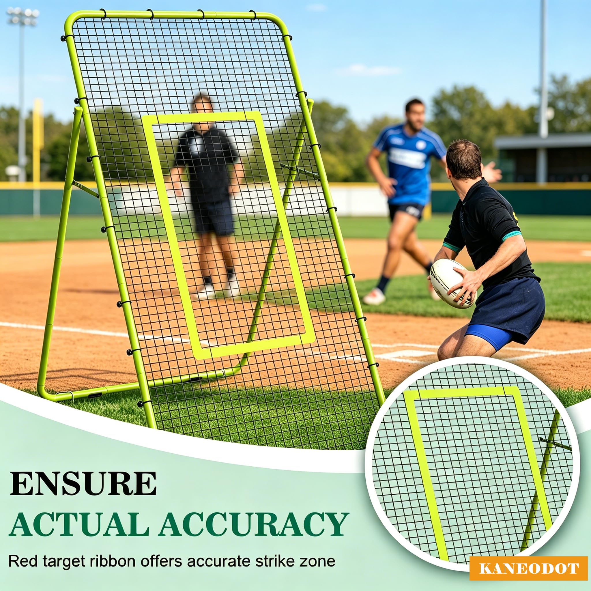 Rete di rimbalzo per pallavolo, 2,2 x 1,2 m, con bersaglio, strumento di allenamento ad angolo regolabile e cappello da allenamento per lacrosse, baseball, esercizi sportivi interni ed esterni
