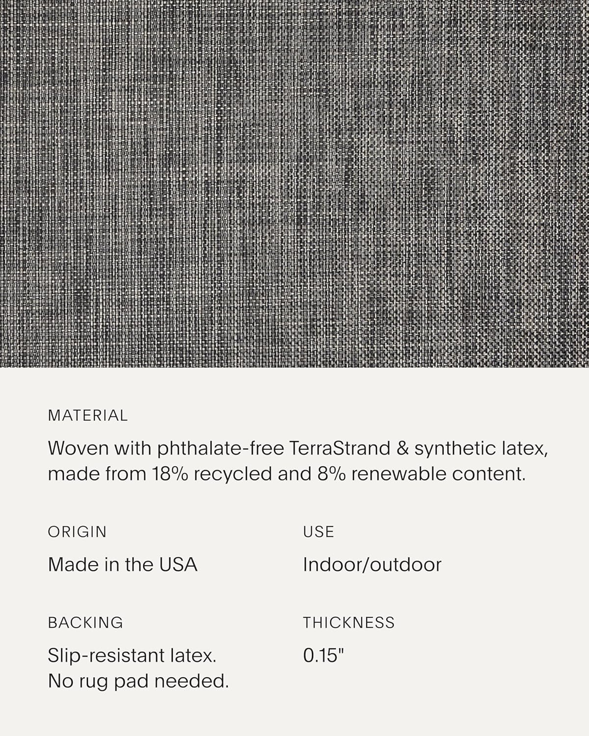 Chilewich Basketweave Rug - Premium Indoor/Outdoor Woven Mat for Entryway, Kitchen, Dining Room, Patio - Slip-Resistant Backing - Carbon - 30"x 106"
