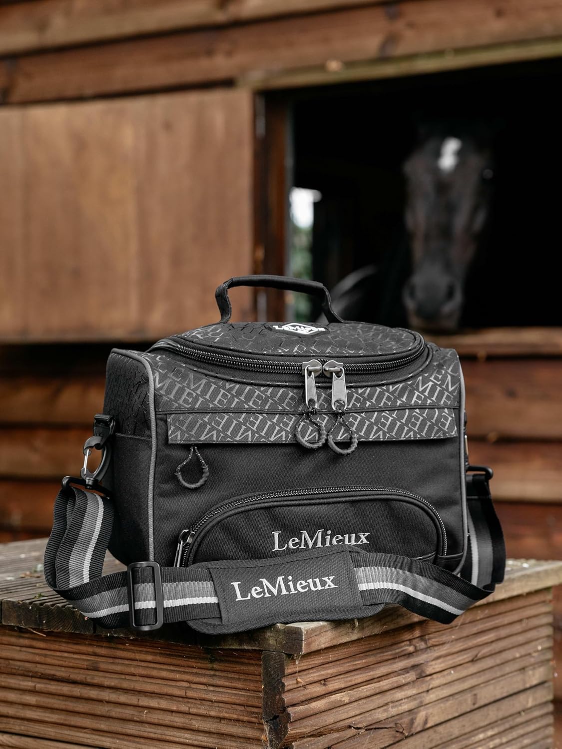 LeMieux Elite ProKit Lite Grooming Bag - Plenty of Pockets and Compartments - Grab Handle & Adjustable Shoulder Strap - Black