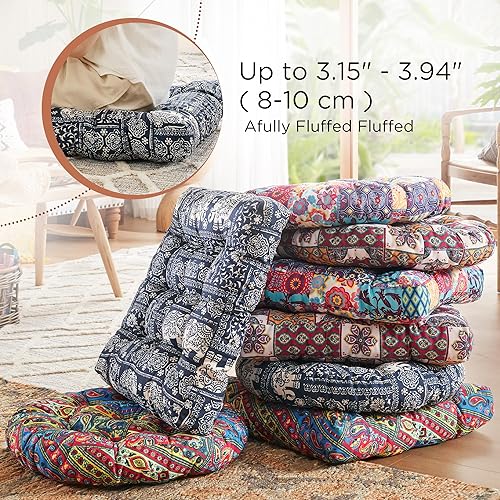 Miniatura 4 de Codi Juego de 2 Almohadas de Suelo para Meditación, Almohadas Grandes para Asientos de Adultos y Niños, Cojín Bohemio para Chimenea Yoga Sala de