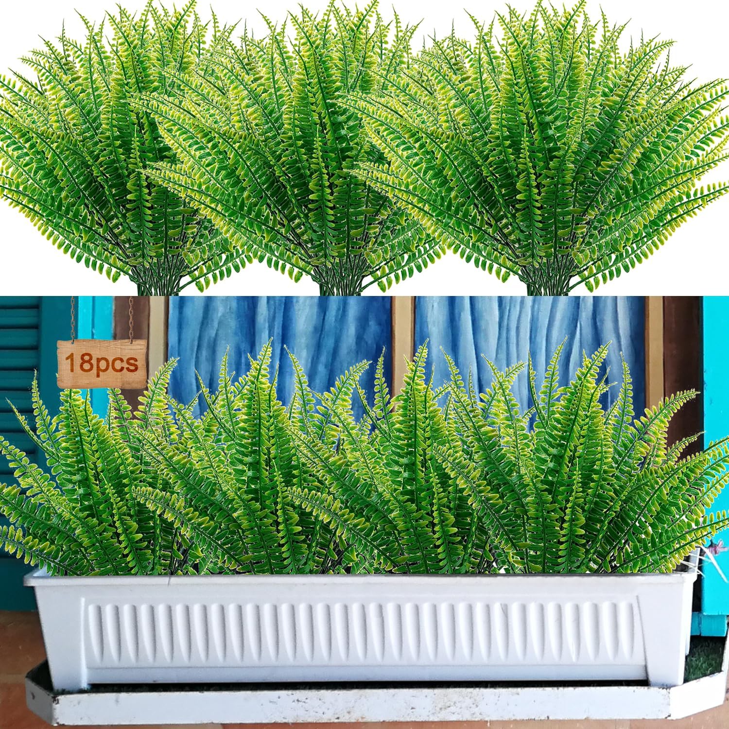 Lighterday 18 Bunches Artificial Fern Plants Fake Plants Indoor