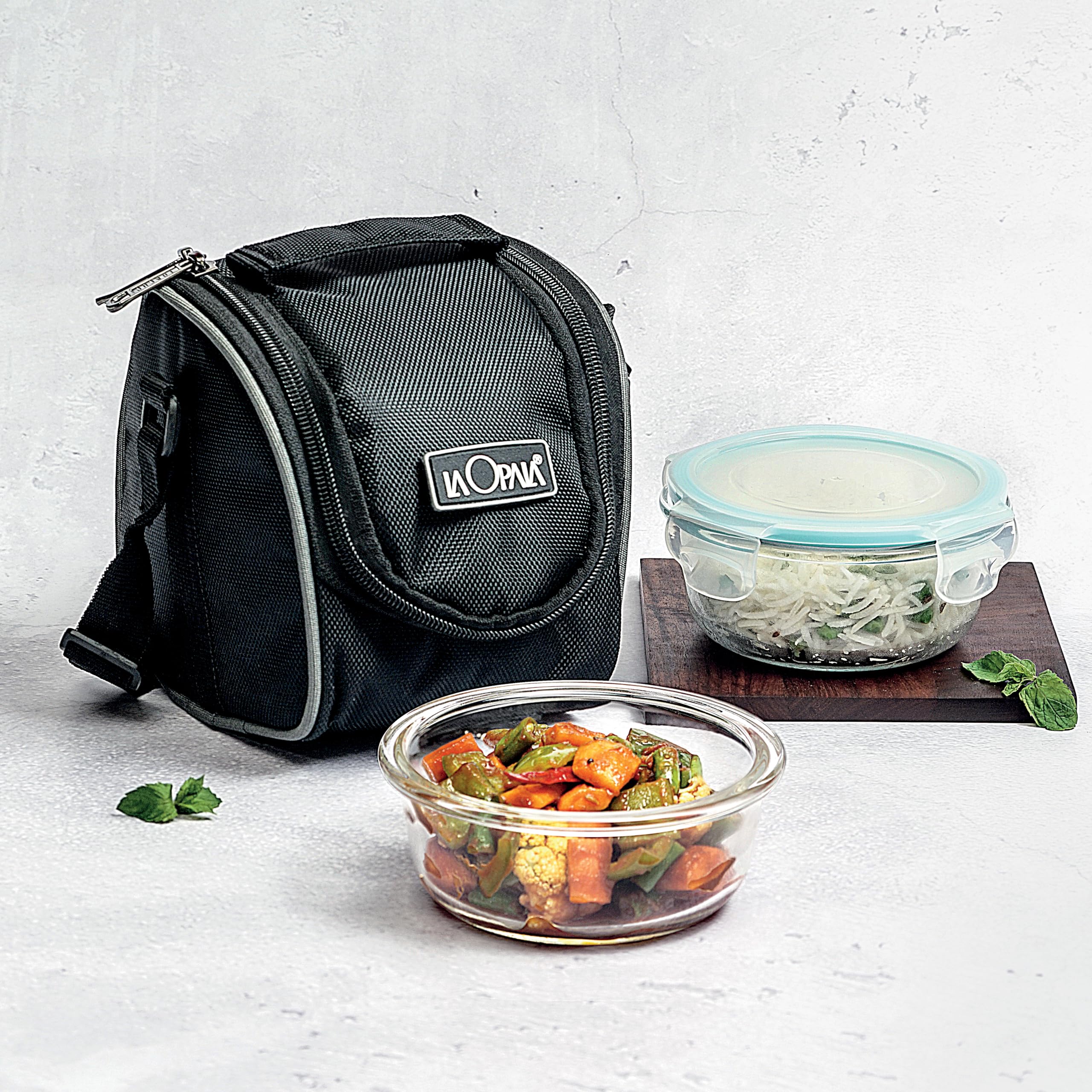 La Opala Cook Serve Store 100% Borosilicate Glass Vertical Lunch Box with Bag | Set of 2, 400 ml Each, Round | with Leak Proof Snap Lid | Tiffin for Office & College | Microwave Proof | Transparent (B0BWJT934B) Amazon Price History, Amazon Price Tracker