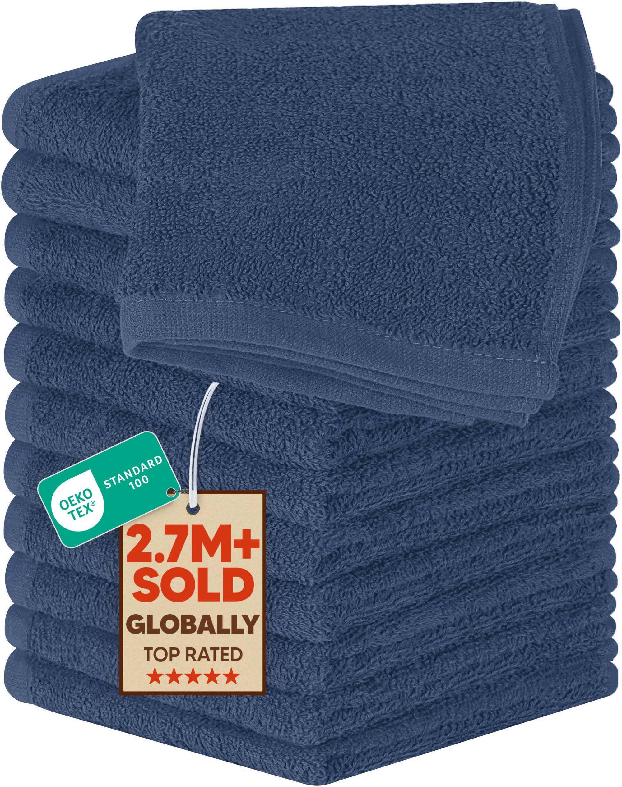 Utopia Towels 12 Pack Cotton Washcloths Set, 100% Ring Spun Cotton, Premium Flannel Face Cloths, Highly Absorbent and Soft Feel Fingertip Towels, Navy