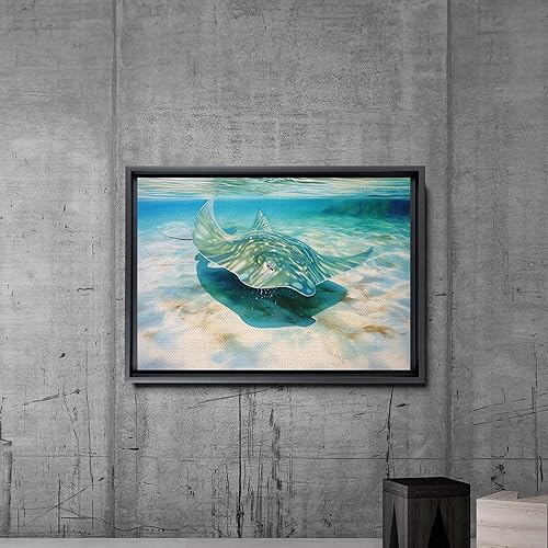 Miniatura 5 de Nautical Print on Canvas for Wall Decor, Ocean Fish Manta Ray Canvas Wall Art, Beach Print for Wall Hang, Turquoise Coastal Pictures Wall Decor,
