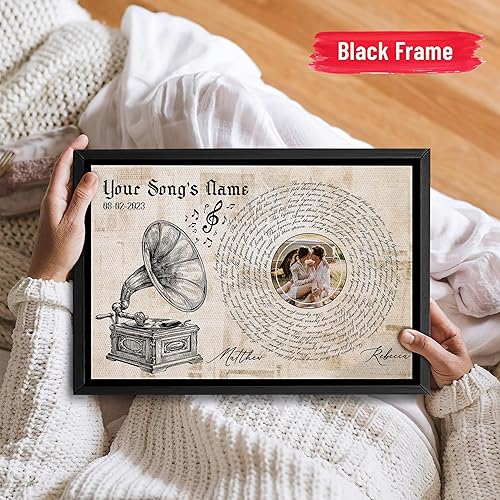 Vista 33 de H-DEWALL Letras de canciones personalizadas, lienzo enmarcado en marrón, música romántica del día de San Valentín, regalo personalizado para marido