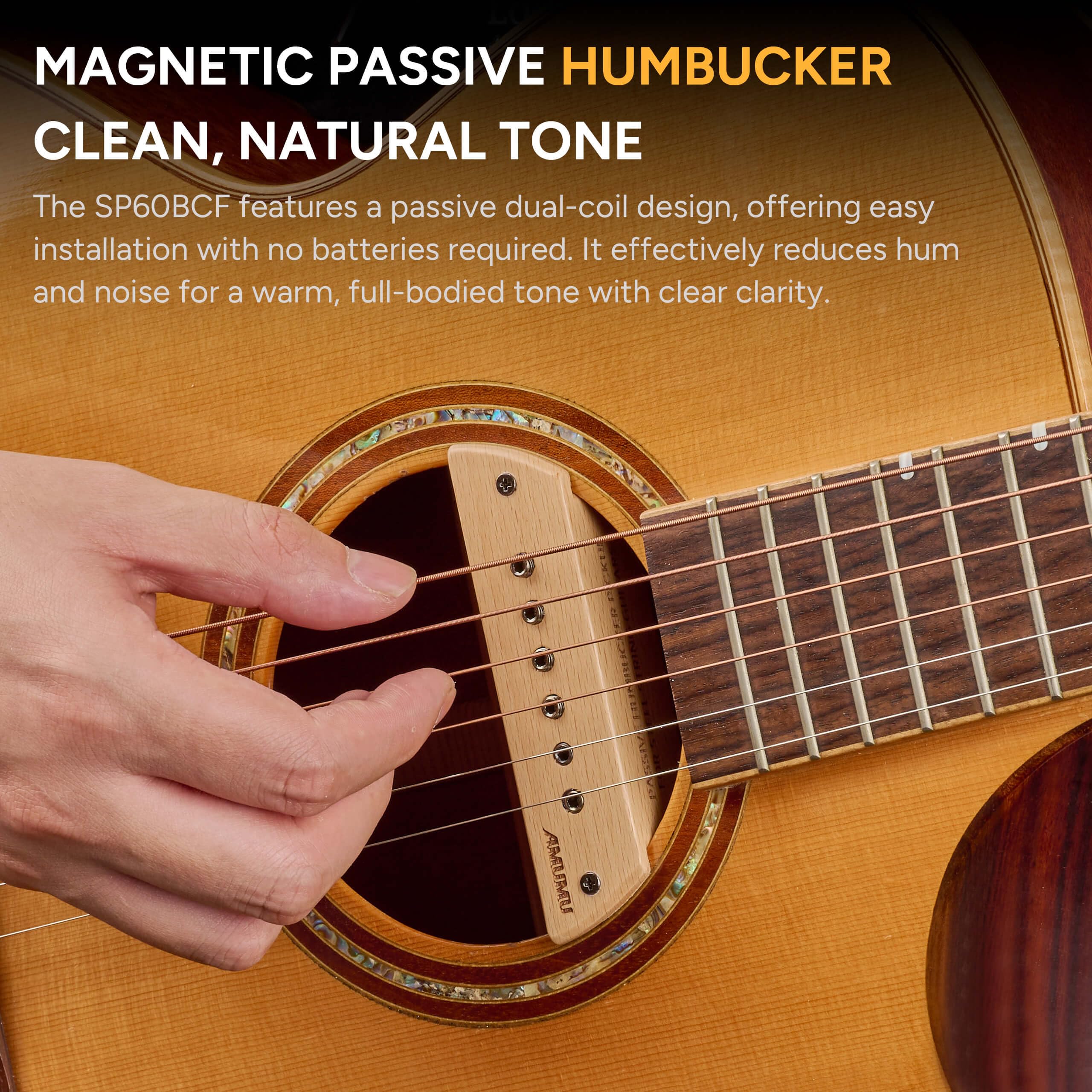 AMUMU SP60BCF Magnetischer passiver Schallloch-Humbucker-Tonabnehmer für Akustikgitarren