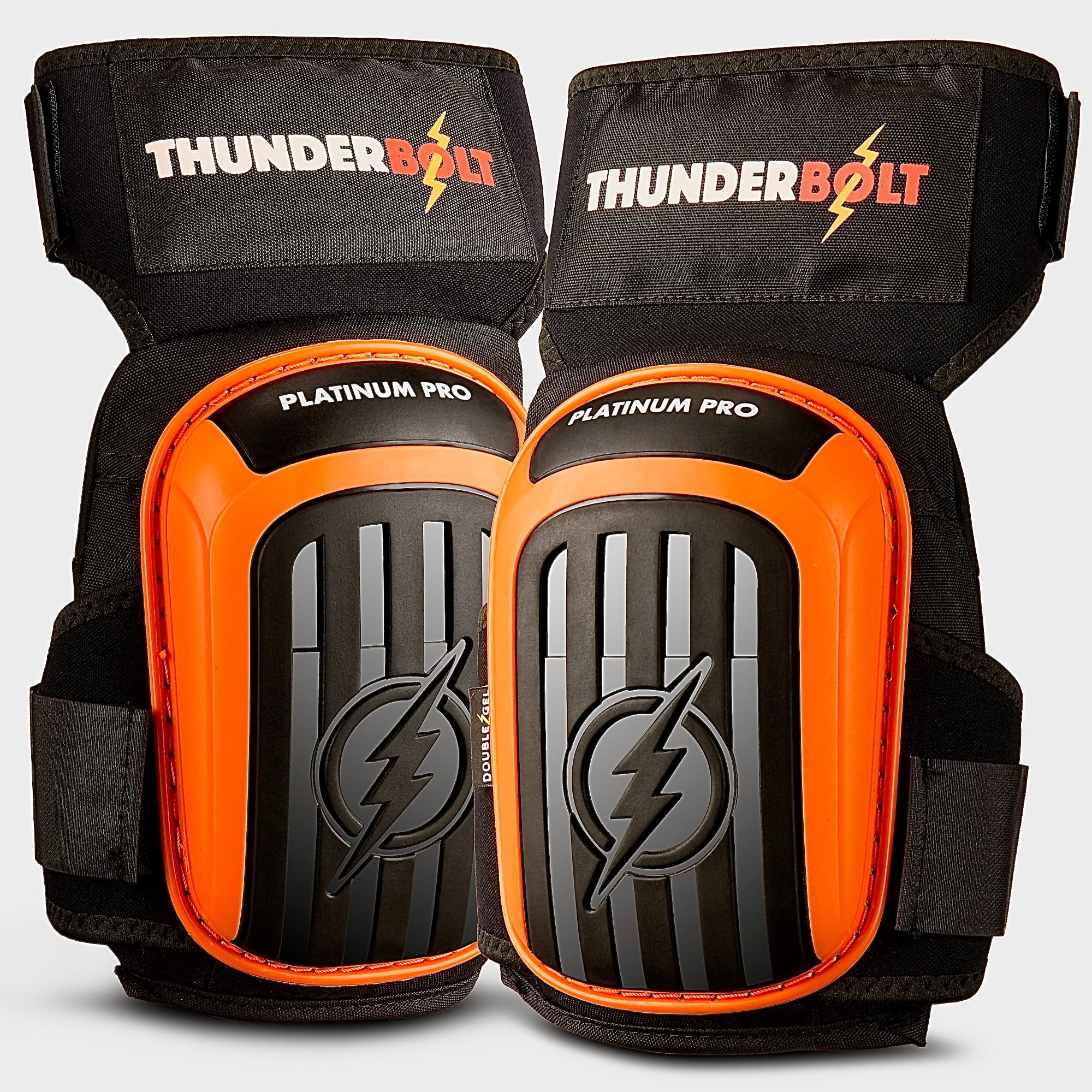 Thunderbolt Knee Pads for Men Construction Knee Pads for Work for Men and Women with Double Gel for Gardening Flooring Roofing Heavy Duty with Extra Thick Foam and Strong Adjustable Non-Slip Straps