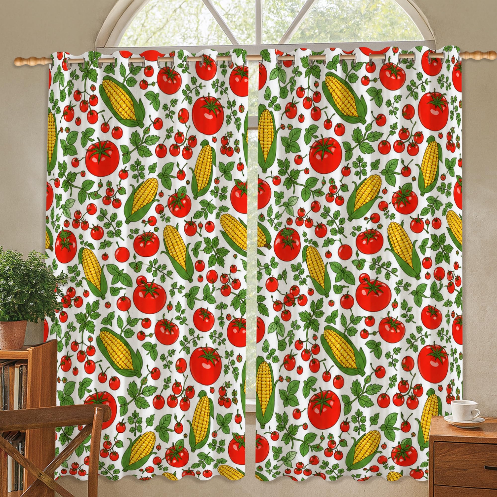 Rideaux occultants pour chambre d'enfant et coucher au motif tomates rouge été
