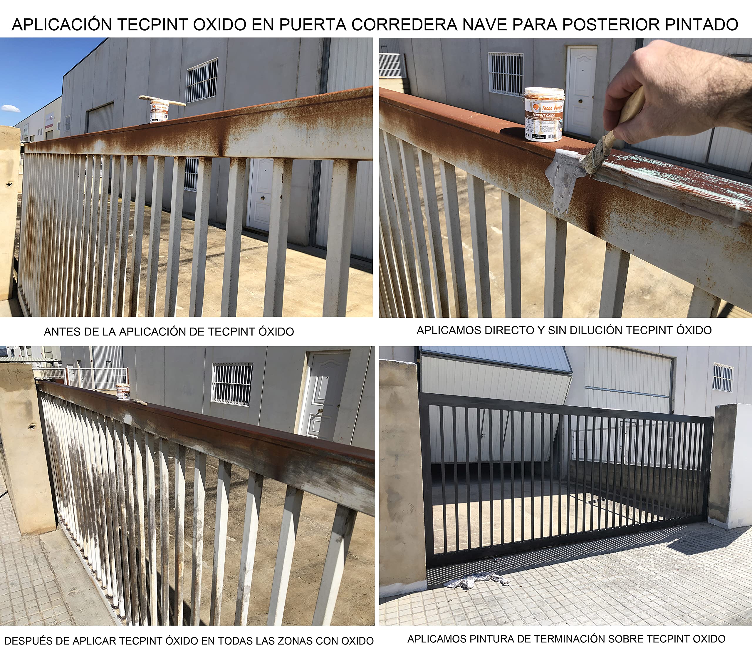 Tecno Prodist TECPINT OXIDO 1 Litro - Pasivador de óxido al agua - protección anticorrosiva para armaduras – convertidor y transformador de oxido para superficies de hierro y acero