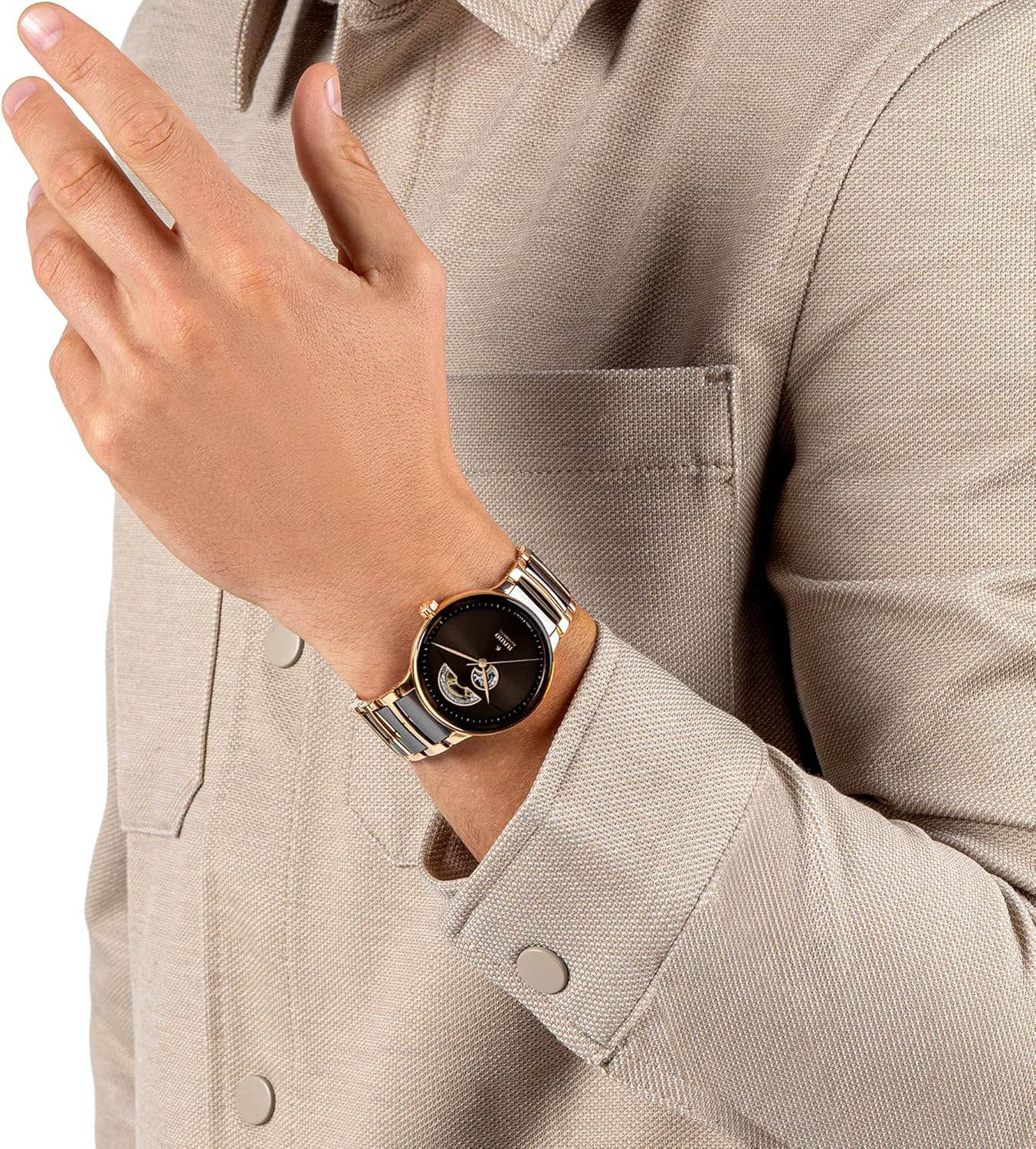 Rado - Centrix Automatic Diamonds - Women - Swiss Watch - Rounded Sapphire Crystal - Polished Rose Gold and Brown High-Tech Ceramic - Water Resistant 50 m- Automatic – 39,5 mm