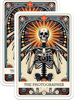 (2 Pack) Photographer Skeleton Magnets - Mystic Radiant Skull Camera Art - Artistic Photography Enthusiast Decor - 5 Inches On Longest Side - Thick Durable Magnet - Made in USA - MAG20975