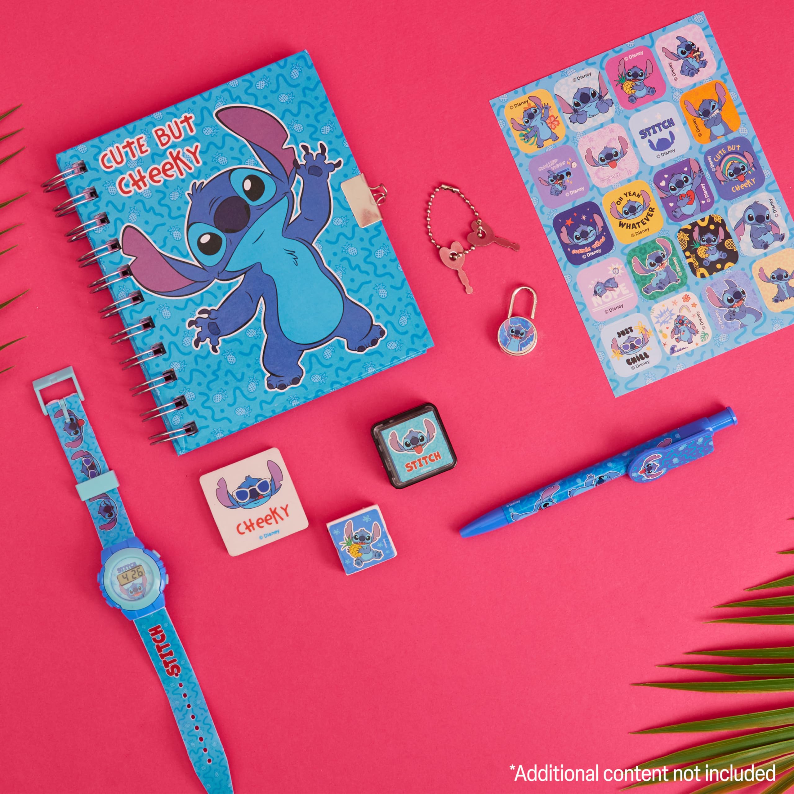 Disney Stitch Set de Regalo con Reloj Digital, Diario con Candado y Boligrafo