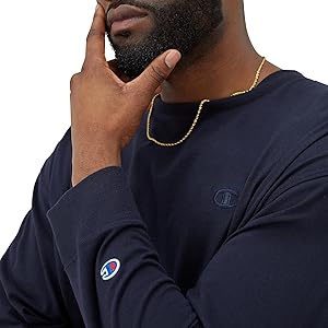 Champion Men's Long Sleeve T-shirt, Classic T-shirt for Men (Reg. Or Big & Tall)