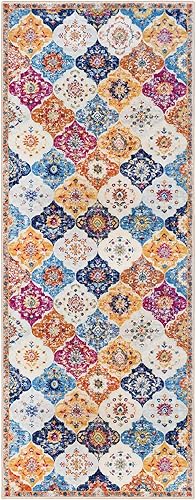 Miniatura 8 de KILOCOCO Alfombra marroquí lavable de 2 x 6 pies, alfombra floral vintage, alfombra de pasillo de cocina, alfombra de camino de 6 pies