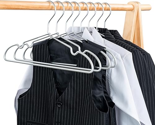 Miniatura 3 de Paquete de 30 perchas Koobay de metal plateado de 12.6 pulgadas antideslizantes para traje recubierto de alambre de aluminio para niños de