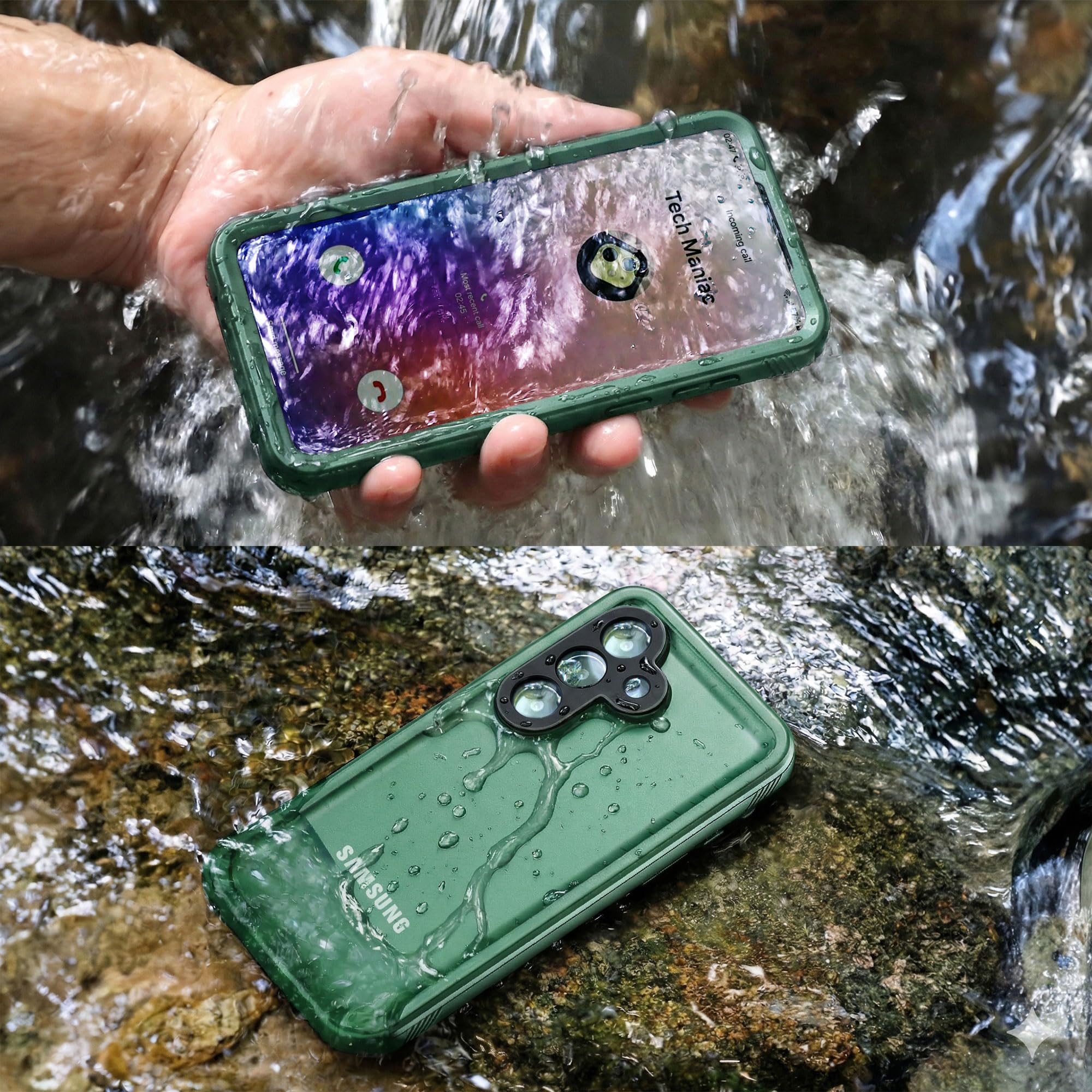 SPORTLINK Cover per Samsung Galaxy S26 Impermeabile Antiurto, Verde | 360 Gradi Full Body Armor Militare Protettiva Custodia Antipolvere Subacquea IP68 con Fotocamera/Schermo Doppia Protezione