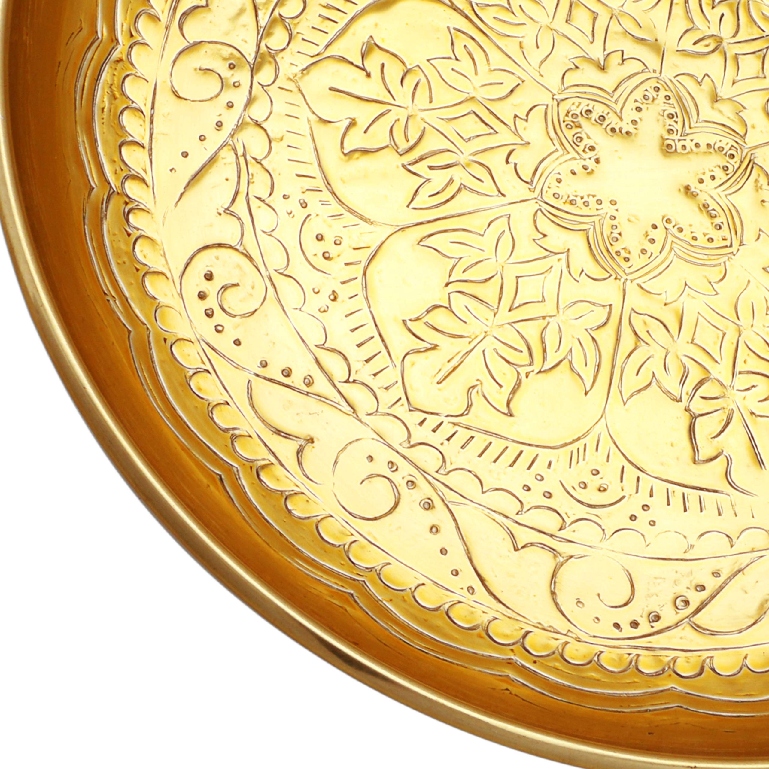 Assiette Plate Décorative Orientale En Métal - Diamètre 28,5 Cm - Artisanale