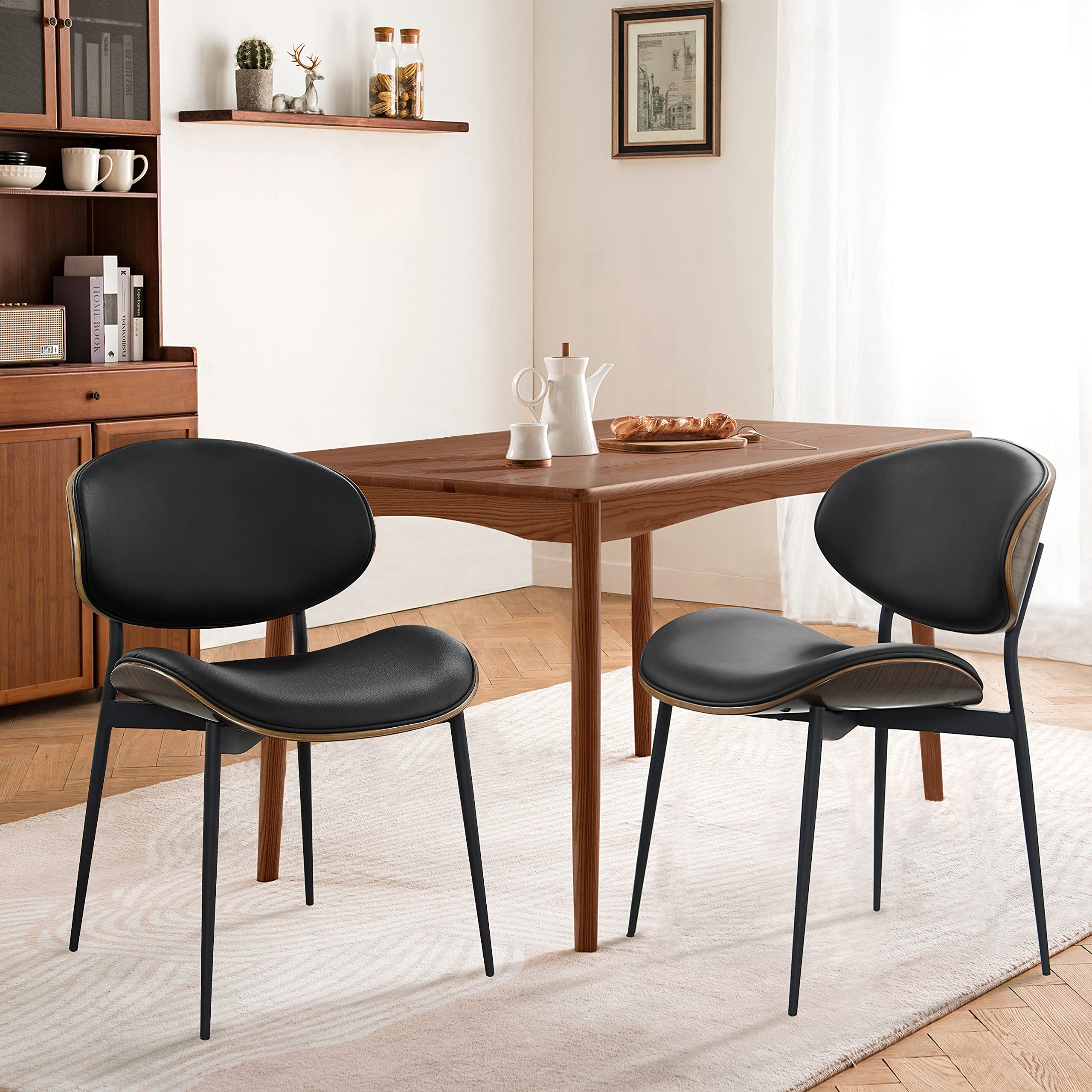 Art Leon Modern Faux Leather Dining Chair, Mid Century Desk Chair No