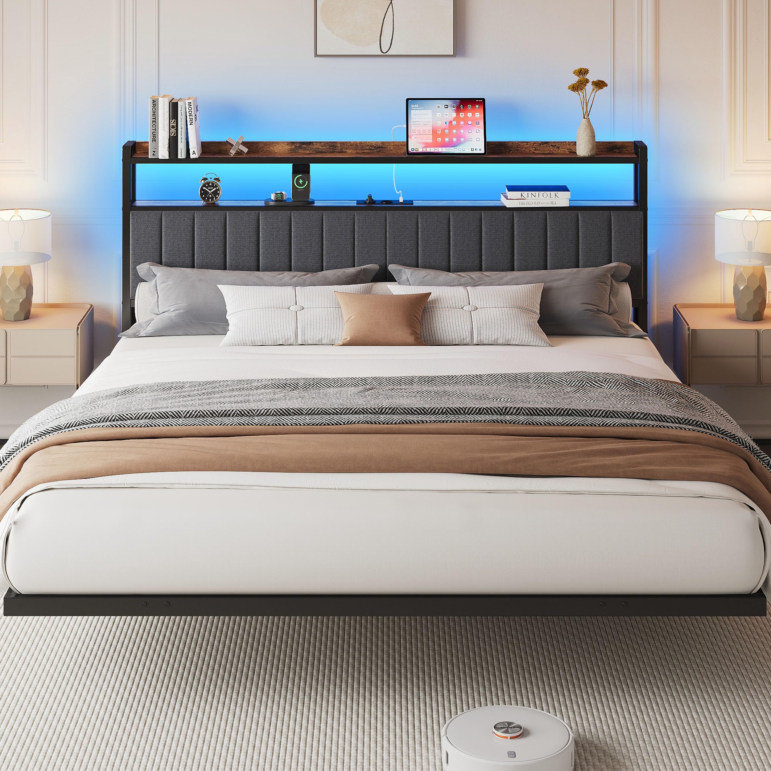 IRONCK Polsterbett 180x200 mit Ladestation und LED Beleuchtung