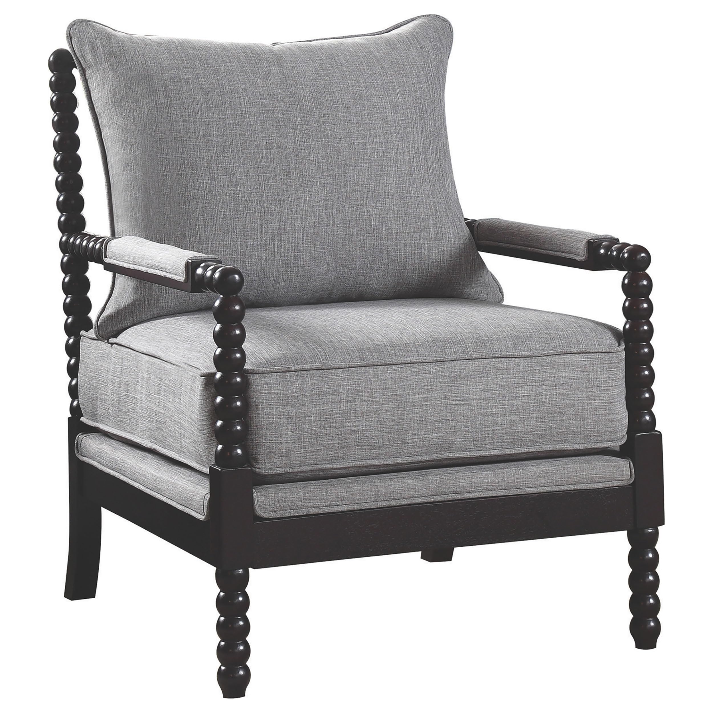 Coaster Home Furnishings Blanchett Upholstered Accent Chair with Track  Arms, Decorative Spindle Back Posts and Navy Awning Stripes Living Room