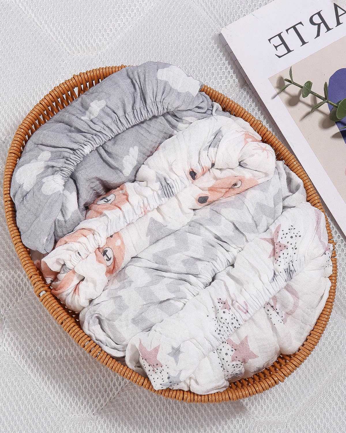 Lenzuolo per Neonati,Confezione da 4 Lenzuola Carrozzina Neonata 100% Cotone Mussola Lenzuola Culla Lenzuola per Carrozzina Materasso Culla Navicella Passeggino Mosè 83 X 43 CM