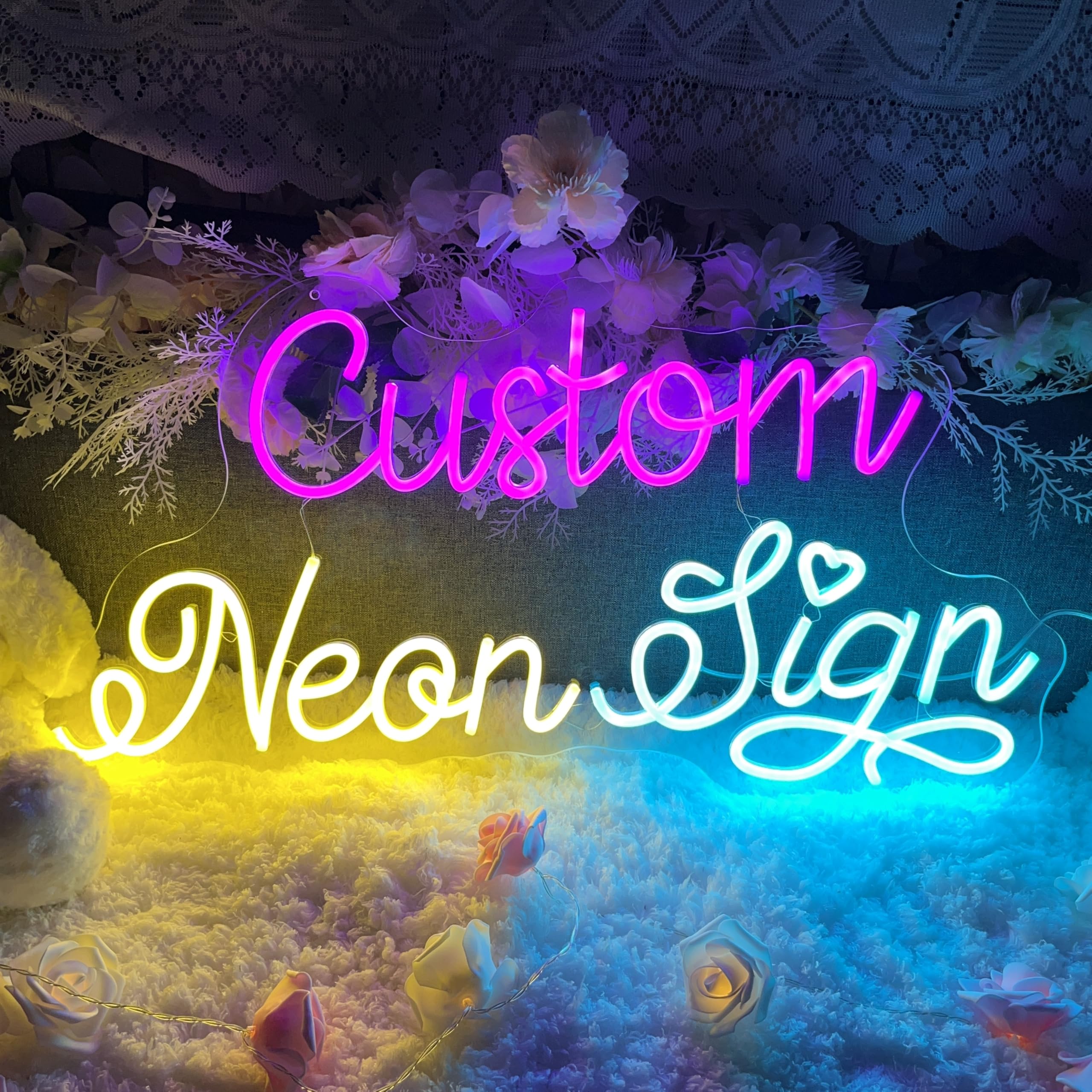 Letrero De Neón Personalizado Para Decoración De Pared LED Neon Personalizable Para Fiestas De Cumpleaños, Bodas, Tiendas, Bares, Letreros Luminosos Lámpara Personalizada Regalos (26-150cm,1-3 líneas)