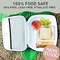 Vista 3 de Lonchera infantil de Fenrici,lonchera aislada, compartimentos de lados suaves, espaciosos, sin bisfenol A, apta para alimentos, 10.8 x 8.2 x 2.8