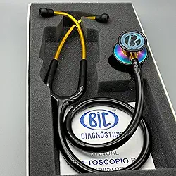 Estetoscópio Bic Eternity III Black Rainbow ES1523 - Excelente Ausculta - Garantia de 5 anos