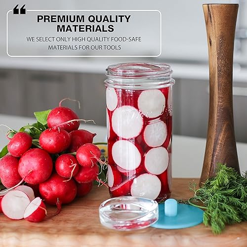 Miniatura 5 de Masontops Juego de herramientas de fermentación de tarro de masón de lujo, esenciales de boca regular, tapas de tubo de silicona, más pesos y