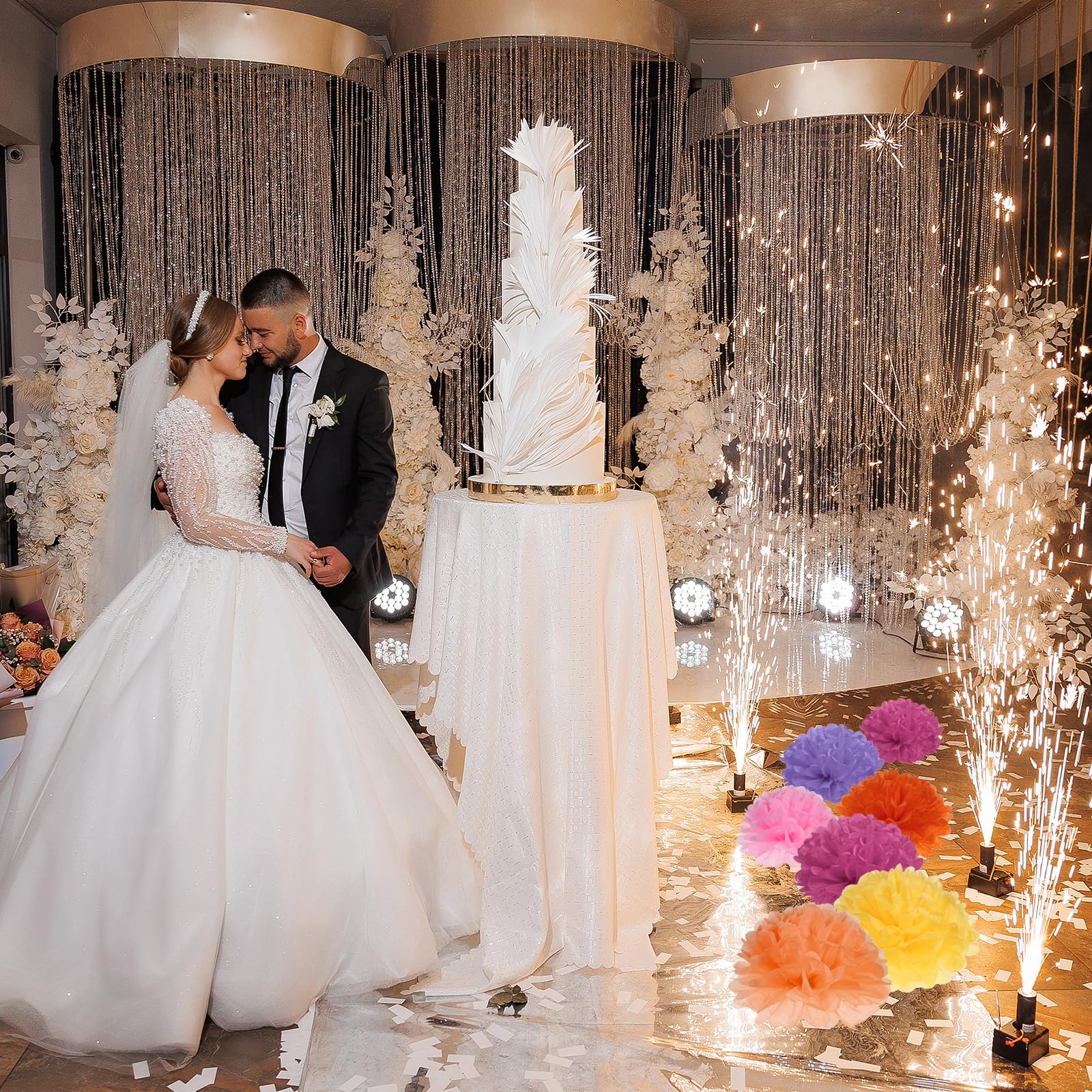 PATIKIL Fiori Pom Pom In Tessuto Da 6", Confezione Da 20 Palline Di Fiori Di Carta Per Decorazioni Per Matrimoni, Addio Al Nubilato, Compleanni, Feste, Sfondi, Giallo