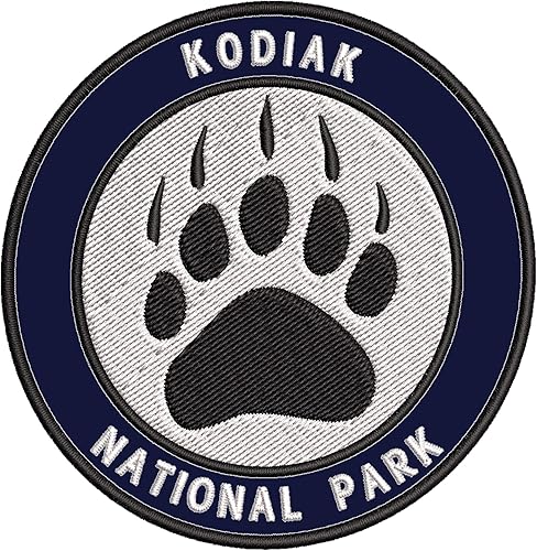 Kodiak Parque Nacional Garra de Oso Bordado Premium Parche de alta calidad para planchar o coser, insignia decorativa, emblema de vacaciones,