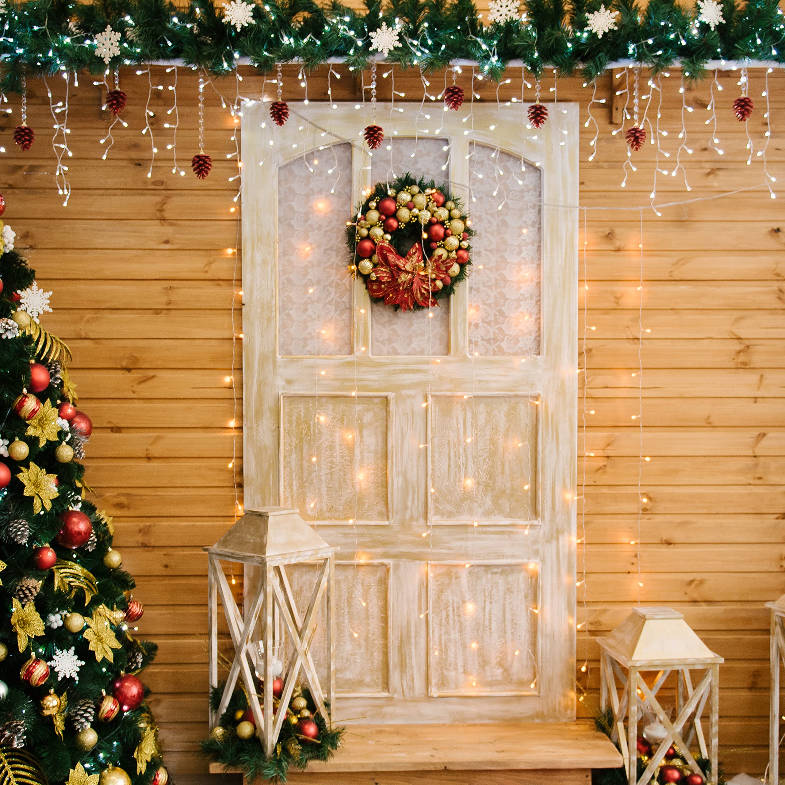The Christmas Workshop Warm White Icicle LED Christmas Lights/Mains Powered with 8 Functions/Indoor or Outdoor Fairy Lights for Home Weddings and Gardens (240) - Image 4