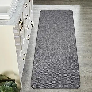 Bath Mat,Ultra Thin Bathroom Runner Rugs,Large Bath Mats for Bathroom,Quick Dry,Non-Slip,Machine Washable,Low Pile,Bath Rug,Shower Outside,Sink,Home Decor Accessories.Dark Grey,1'9"x3'11"(21x47inch)