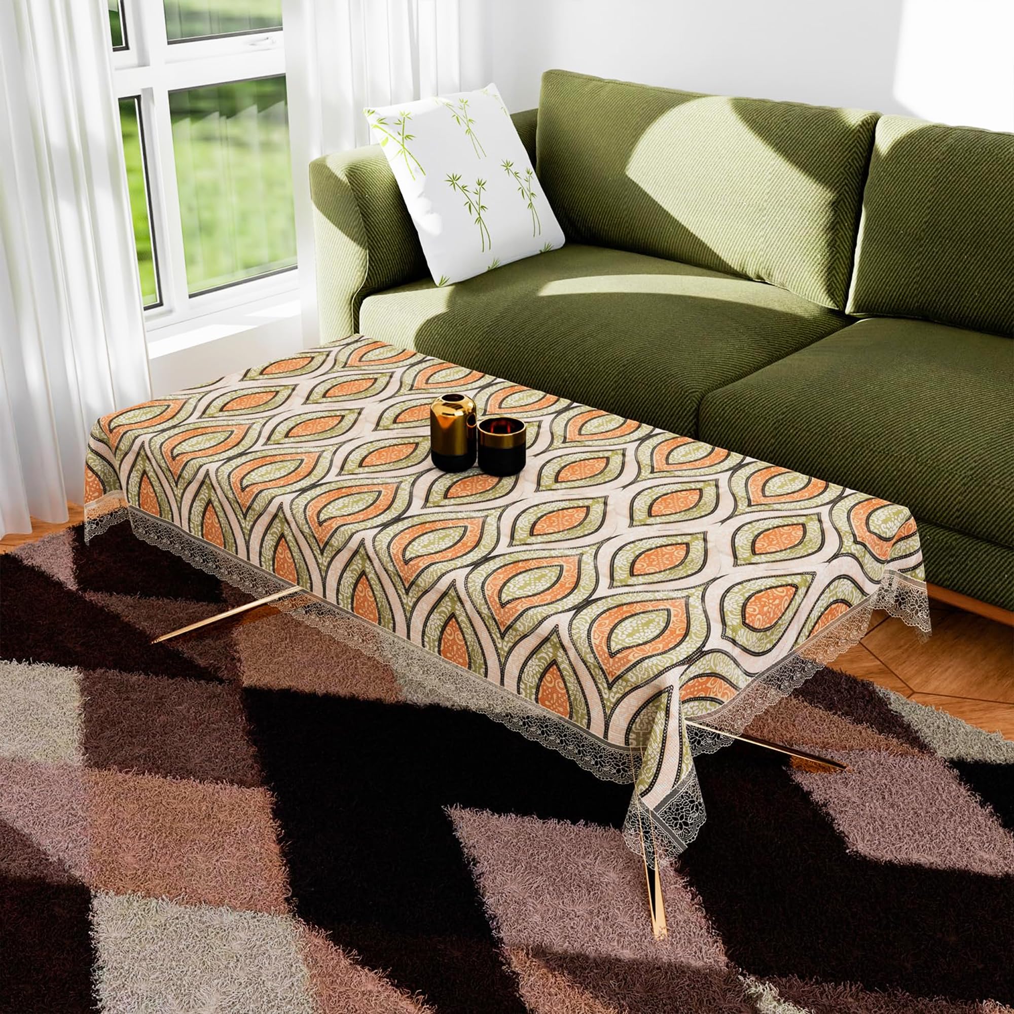 Kuber Industries PVC Table Cover 4 seater | Table Protector Sheet | Waterproof and Dustproof | Zig Zag Gripper Table Cloth | Center Table Cove | 40x60 Inch | Green (B0DB5D8V2K) Amazon Price History, Amazon Price Tracker