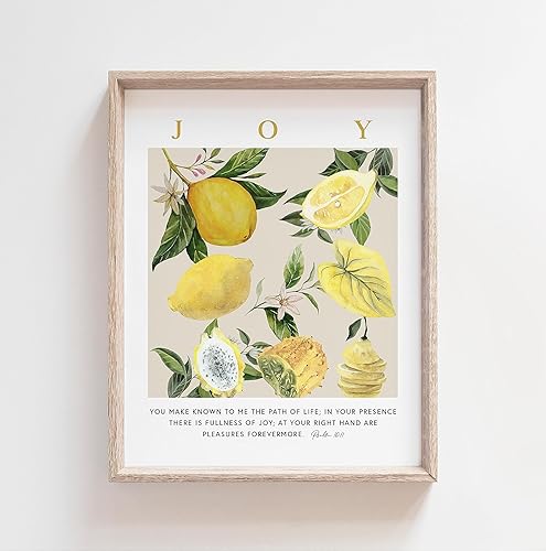 Miniatura 2 de Salmo 16:11 Esv Limón Versículo de la Biblia Arte de la Pared, Arte de la Pared, Arte Impreso de las Escrituras, Arte de Versículos de la Biblia de