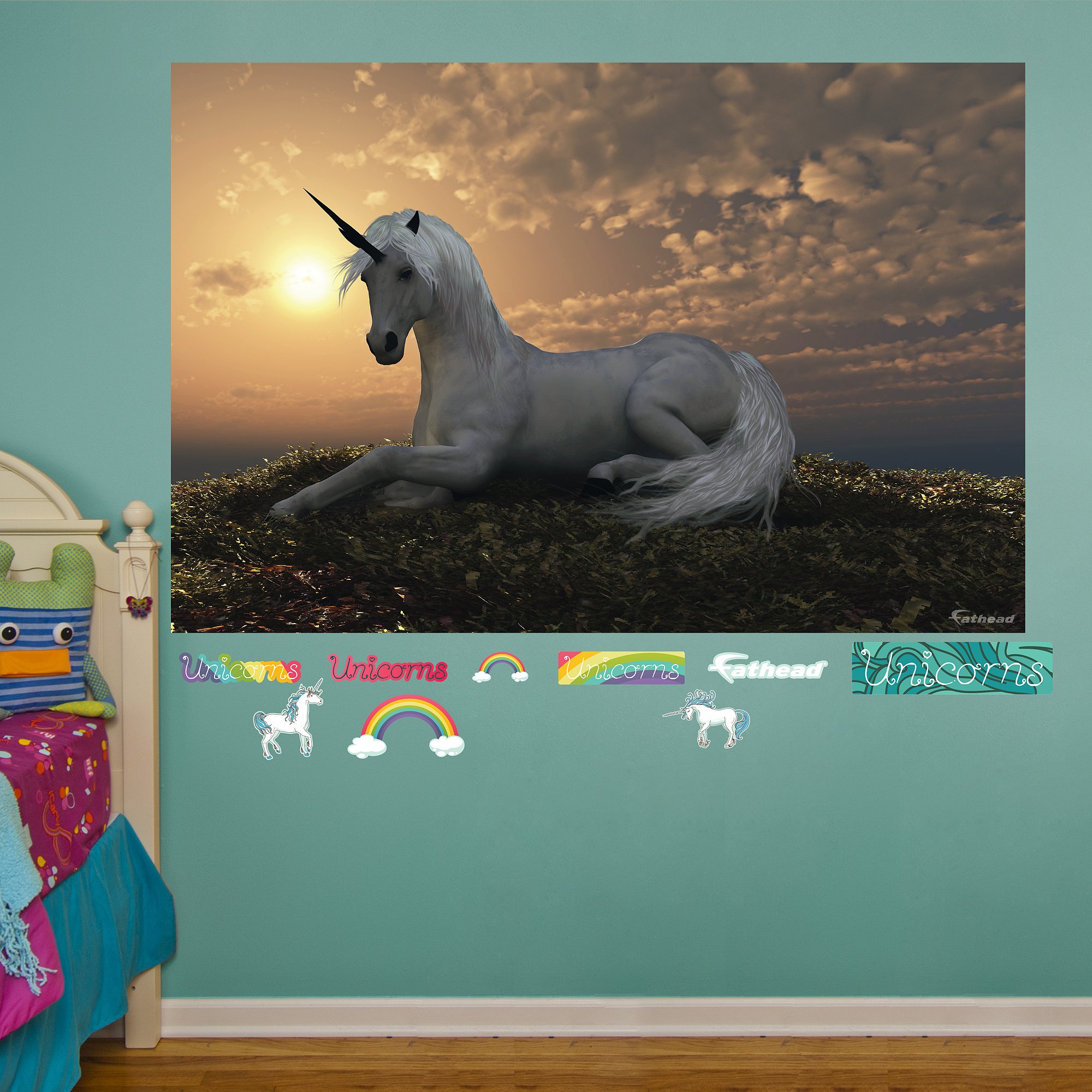 FATHEAD Unicorn at Dusk Mural Real Big Wall Decal