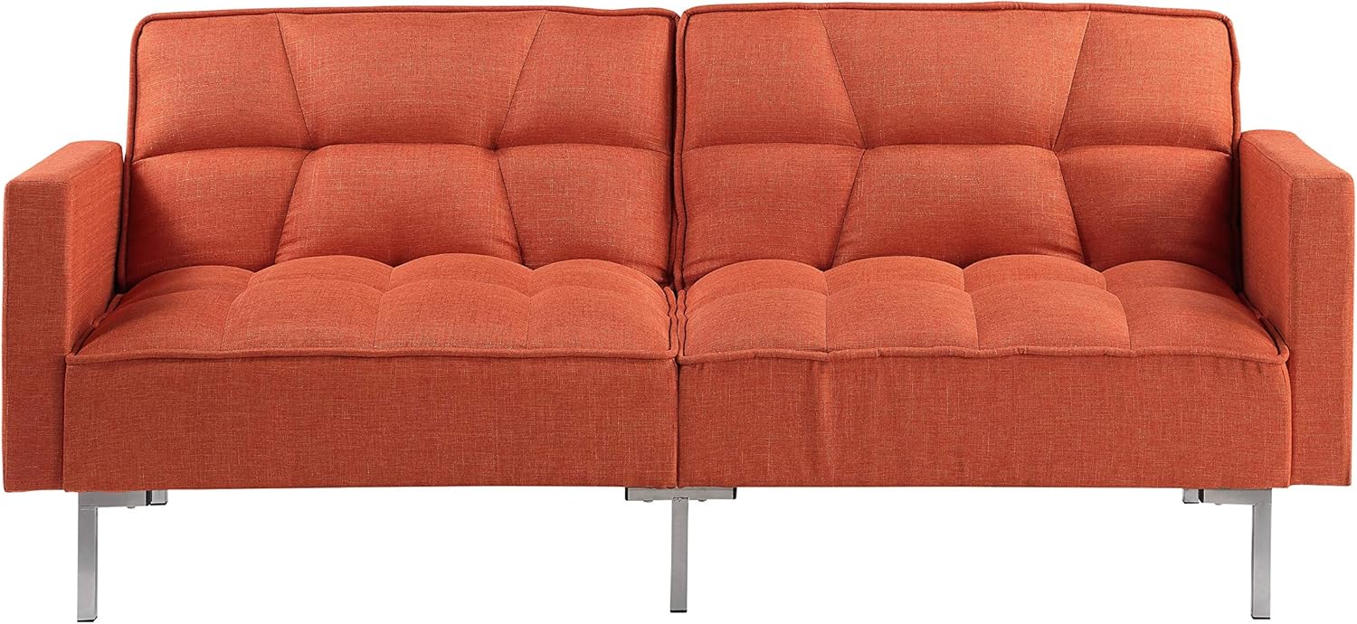 Linen Upholstered Modern Convertible Folding Futon Sofa Bed for Compact Living Space, Apartment, Dorm