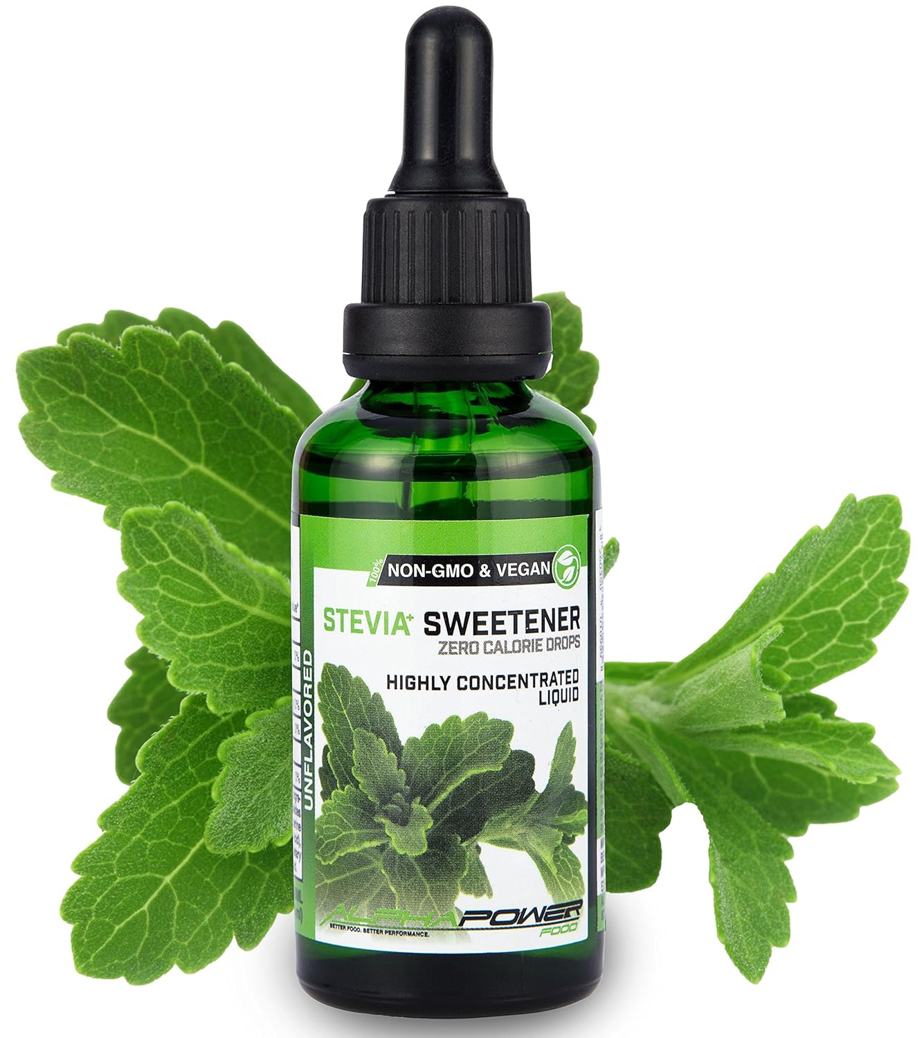 ALPHAPOWER FOOD Stevia Zucker pur, ohne Kalorien I Flüssigsüße