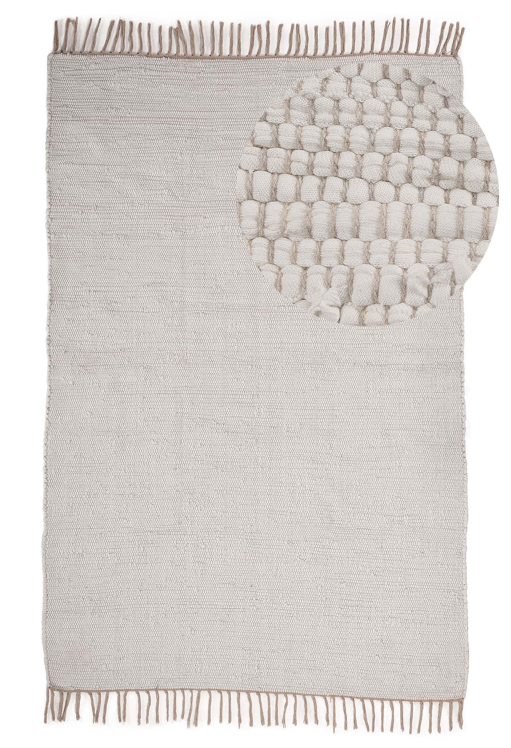 Tapis moderne couloir blanc carpetfine 90x160 cm en tissé plat pour illuminer votre entrée