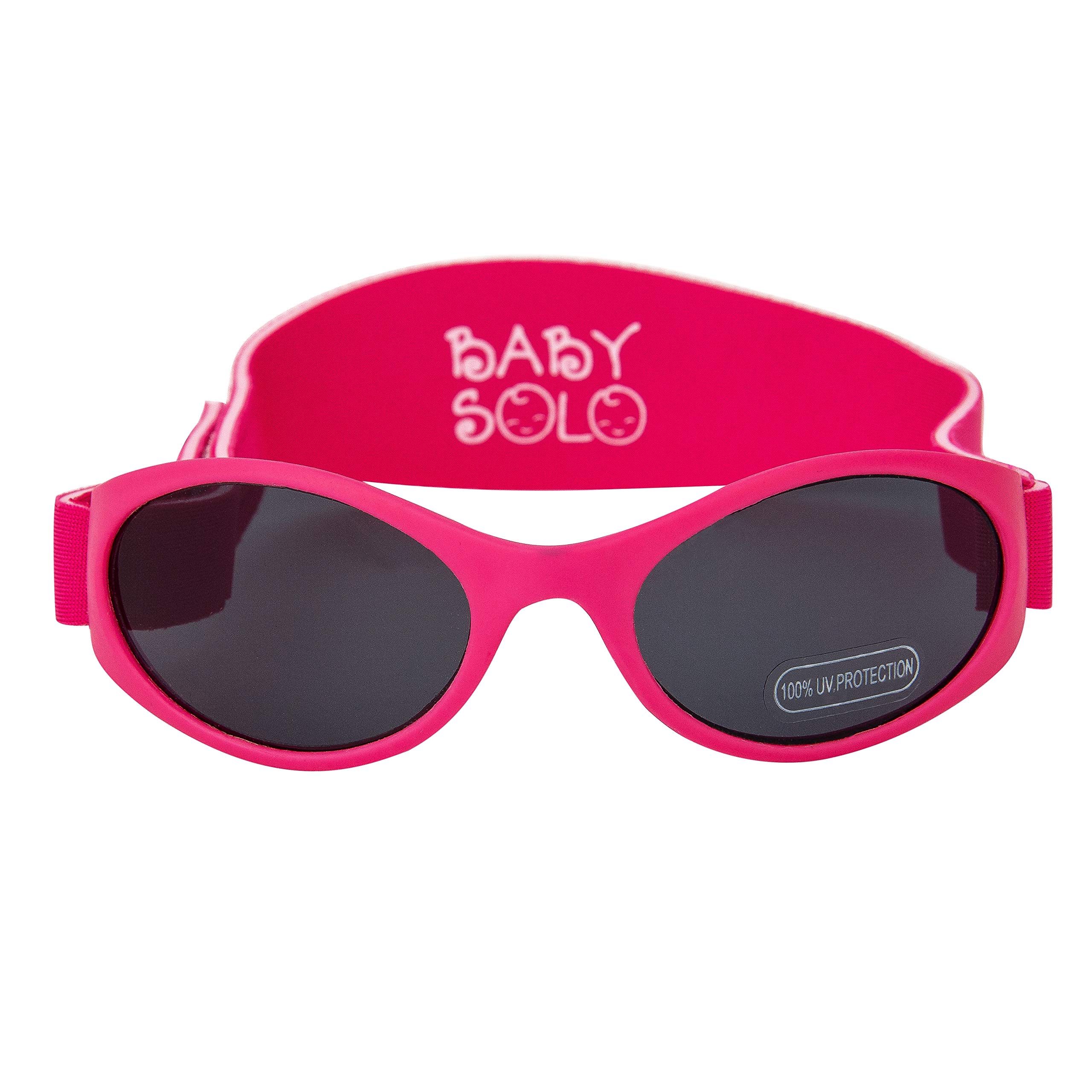 Baby SoloOriginal Baby Sunglasses Safe, Soft, & Adorable Durable Case Included (0-36 Months, Matte Hot Pink Frame w/Solid Black Lens)